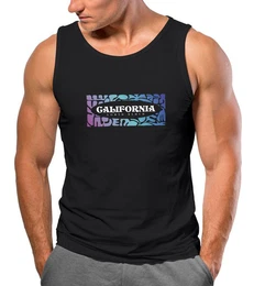 Tanktop Herren Tank-Top California Brustprint Schrift Aufdruck Sommer mit Print