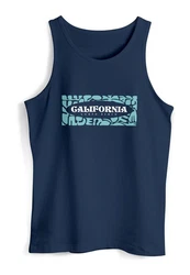 Neverless Tanktop Herren California Brustprint Blau/Dunkelblau/Hellblau
