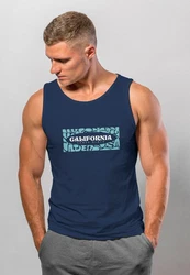 Neverless Tanktop Herren California Brustprint Blau/Dunkelblau/Hellblau