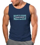 Neverless Tanktop Herren California Brustprint Blau/Dunkelblau/Hellblau