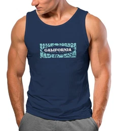 Tanktop Herren Tank-Top California Brustprint Schrift Aufdruck Sommer mit Print