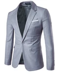 Allthemen Anzugsakko Slim Fit Businesssakko mit 1 Knopf Grau/Blau/Hellblau