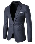 Allthemen Anzugsakko Slim Fit Businesssakko mit 1 Knopf Dunkelblau/Grau/Blau/Dunkelgrau