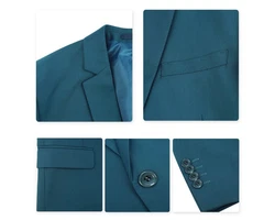 Allthemen Anzugsakko Slim Fit Businesssakko mit 1 Knopf Blau/Türkis