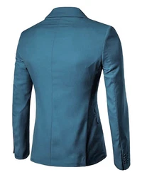 Allthemen Anzugsakko Slim Fit Businesssakko mit 1 Knopf Blau/Türkis