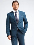 Allthemen Anzugsakko Slim Fit Businesssakko mit 1 Knopf Blau/Türkis