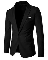 Allthemen Anzugsakko Slim Fit Businesssakko mit 1 Knopf Schwarz