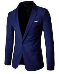 Allthemen Anzugsakko Slim Fit Businesssakko mit 1 Knopf Dunkelblau/Blau