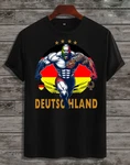 RMK T-Shirt Fan Trikot Rundhals Fußball Deutschland Germany EM 2024 Creme/Dunkelblau/Schwarz/Beige