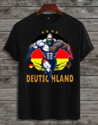 RMK T-Shirt Fan Trikot Rundhals Fußball Deutschland Germany EM 2024 Creme/Dunkelblau/Schwarz/Beige