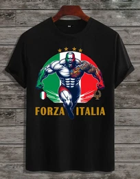 T-Shirt Herren Shirt Fan Trikot Fuball Italien Italy Italia EM 2024 aus Baumwolle
