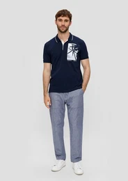 Stoffhose Leinenmix-Chino im Relaxed Fit mit Tapered Leg Durchzugkordel