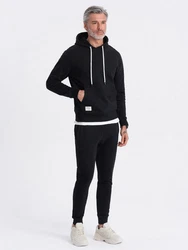 OMBRE Kapuzenpullover Känguru-Sweatshirt Herren Schwarz