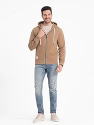 OMBRE Kapuzenpullover BASIC Herren Sweatshirt Braun/Beige/Khaki