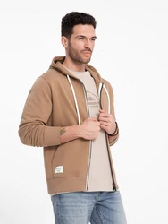 OMBRE Kapuzenpullover BASIC Herren Sweatshirt Braun/Beige/Khaki