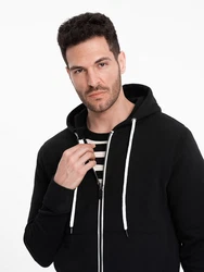 OMBRE Kapuzenpullover BASIC Herren Sweatshirt Schwarz/Hellblau