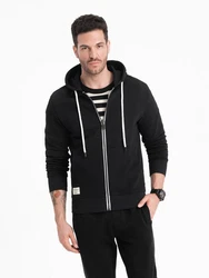 OMBRE Kapuzenpullover BASIC Herren Sweatshirt Schwarz/Hellblau