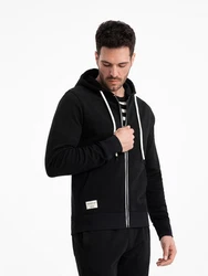 OMBRE Kapuzenpullover BASIC Herren Sweatshirt Schwarz/Hellblau