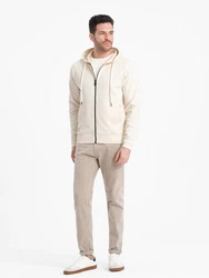 OMBRE Kapuzenpullover BASIC Herren Sweatshirt Khaki/Beige/Weiß/Creme/Braun