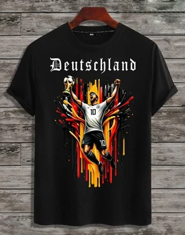 RMK T-Shirt Fan Trikot Rundhals Fußball Deutschland Germany EM 2024 Schwarz/Creme RMK T-Shirt Fan Trikot Rundhals Fußball Deutschland Germany EM 2024 Schwarz/Creme