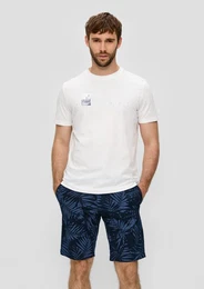 Bermudas Bermuda mit All-over-Print aus Baumwoll-Stretch