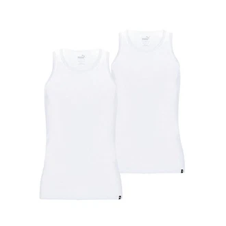 PUMA BODYWEAR Unterhemd mit Rundhals-Ausschnitt Weiß/Dunkelblau