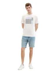 TOM TAILOR Jeansbermudas JOSH Weiß/Creme/Hellblau/Beige
