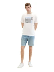 TOM TAILOR Jeansbermudas JOSH Weiß/Creme/Hellblau/Beige