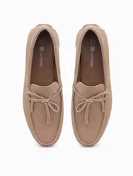 OMBRE Herren Mokassin Schuhe mit Driver Sohle Beige/Braun