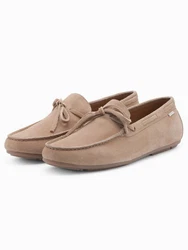OMBRE Herren Mokassin Schuhe mit Driver Sohle Beige/Braun