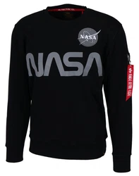 Alpha Industries Sweatshirt NASA Reflective Sweater Schwarz/Dunkelblau/Rot/Dunkelgrau