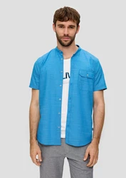 s.Oliver Kurzarmhemd Regular Fit Hemd mit Stehkragen Blau/Hellblau