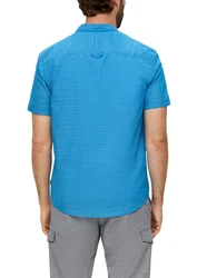s.Oliver Kurzarmhemd Regular Fit Hemd mit Stehkragen Blau/Hellblau