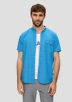 s.Oliver Kurzarmhemd Regular Fit Hemd mit Stehkragen Blau/Hellblau