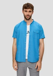 s.Oliver Kurzarmhemd Regular Fit Hemd mit Stehkragen Blau/Hellblau