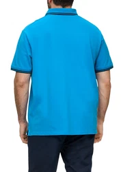 s.Oliver Kurzarmshirt Poloshirt mit Logo-Detail Blau/Türkis/Hellblau