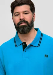 s.Oliver Kurzarmshirt Poloshirt mit Logo-Detail Blau/Türkis/Hellblau