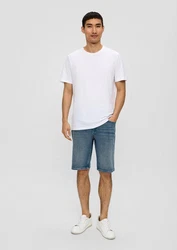 s.Oliver Stoffhose Jeans-Shorts Straight Leg High Rise Weiß/Creme/Hellblau