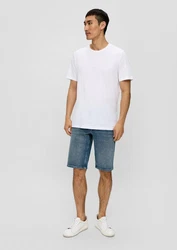s.Oliver Stoffhose Jeans-Shorts Straight Leg High Rise Weiß/Creme/Hellblau
