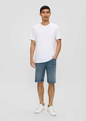 s.Oliver Stoffhose Jeans-Shorts Straight Leg High Rise Weiß/Creme/Hellblau