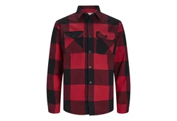 Jack & Jones Karohemd JJEDARREN Overshirt LS Dunkelrot/Rot