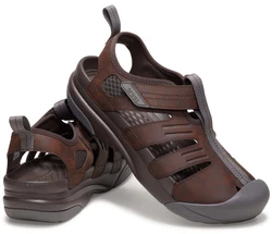 Crocs Yukon Fisherman Sandale Halbschuh Slipper Trekkingschuh Dunkelbraun/Braun/Beige/Grau