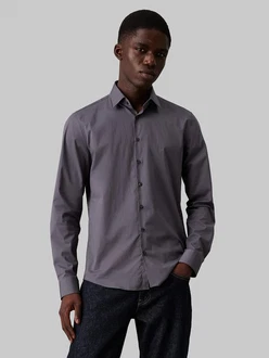 Calvin Klein Hemd Dunkelgrau/Grau/Braun