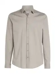 Businesshemd POPLIN STRETCH SLIM SHIRT mit Kentkragen, Logoprint auf Brusthhe