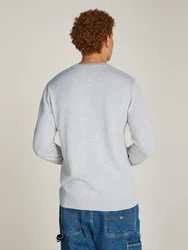 Tommy Jeans Rundhalspullover TJM SLIM ESSENTIAL LIGHT SWEATER Grau