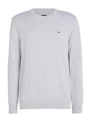Tommy Jeans Rundhalspullover TJM SLIM ESSENTIAL LIGHT SWEATER Grau