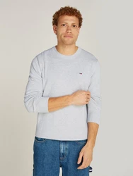 Tommy Jeans Rundhalspullover TJM SLIM ESSENTIAL LIGHT SWEATER Grau