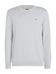 Tommy Jeans Rundhalspullover TJM SLIM ESSENTIAL LIGHT SWEATER Grau