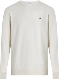 Rundhalspullover COTTON SILK BLEND CN SWEATER mit Logoprgung