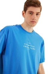 COMEOR Oversize-Shirt Herren T-Shirt Urban Streetwear Blau/Hellblau